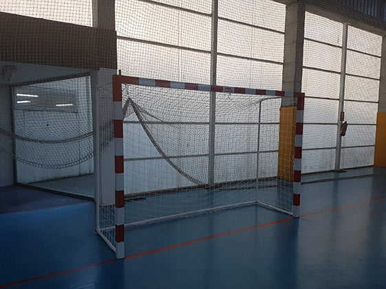 SET OF 2 METAL PORTABLE FUTSAL/HANDBALL GOALS 80X80MM WITH ROUND TUBE BASE