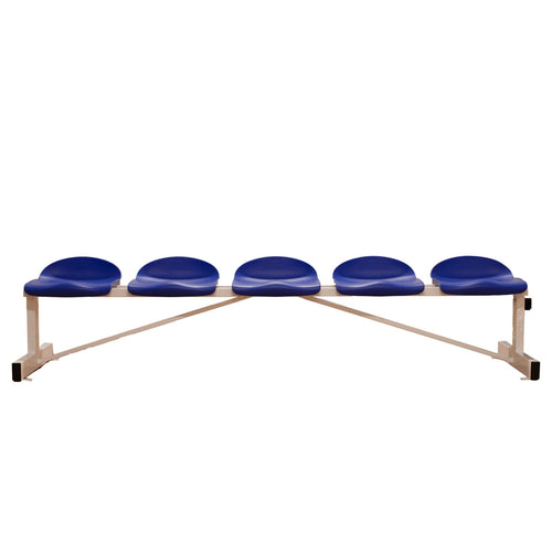 BANC MÉTALLIQUE AVEC SIÈGES PVC BLEU - 5 PLACES - DOSSIER BAS