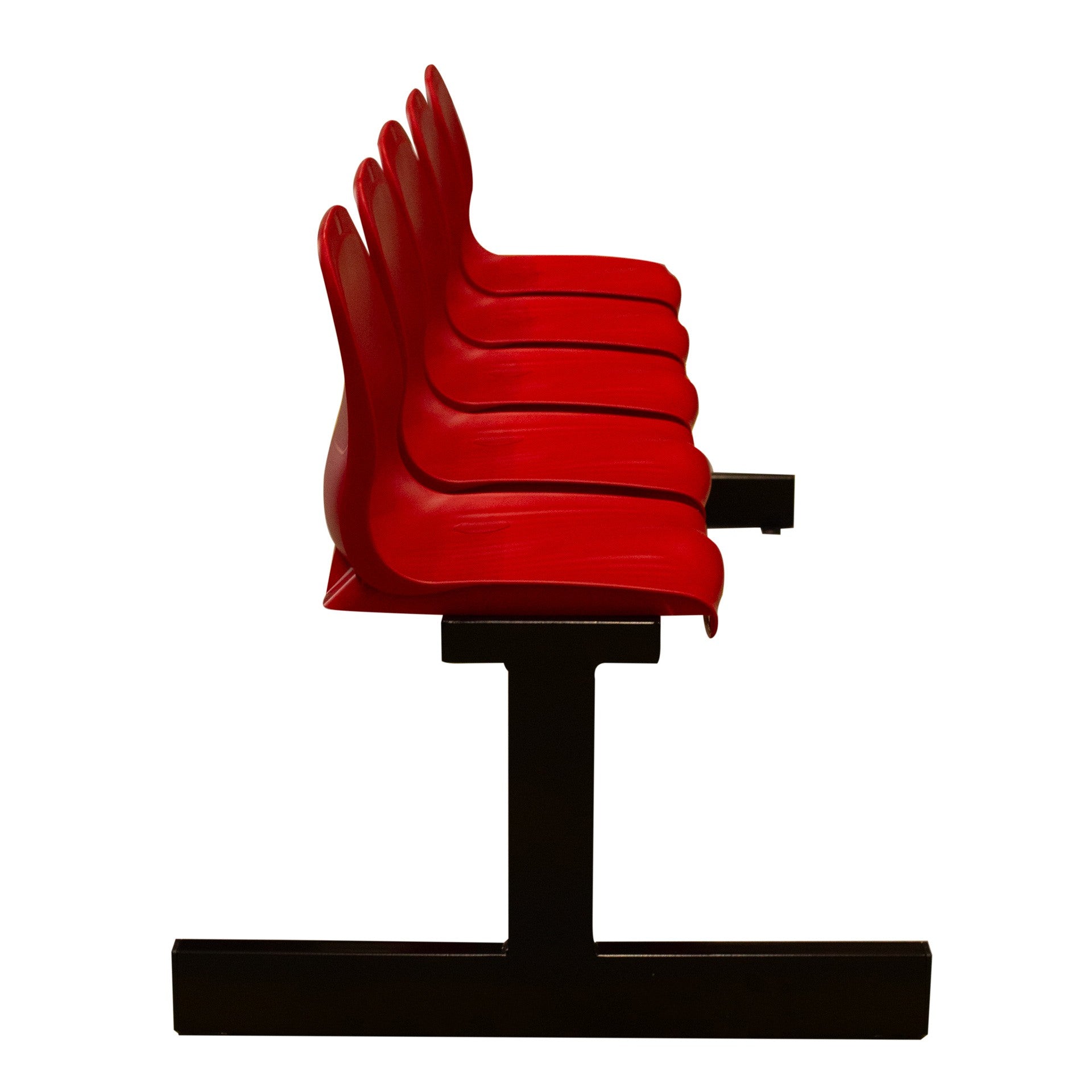 BANC MÉTALLIQUE NEW AVEC ASSISE ROUGE PVC -5 PLACES-DOSSIER HAUT