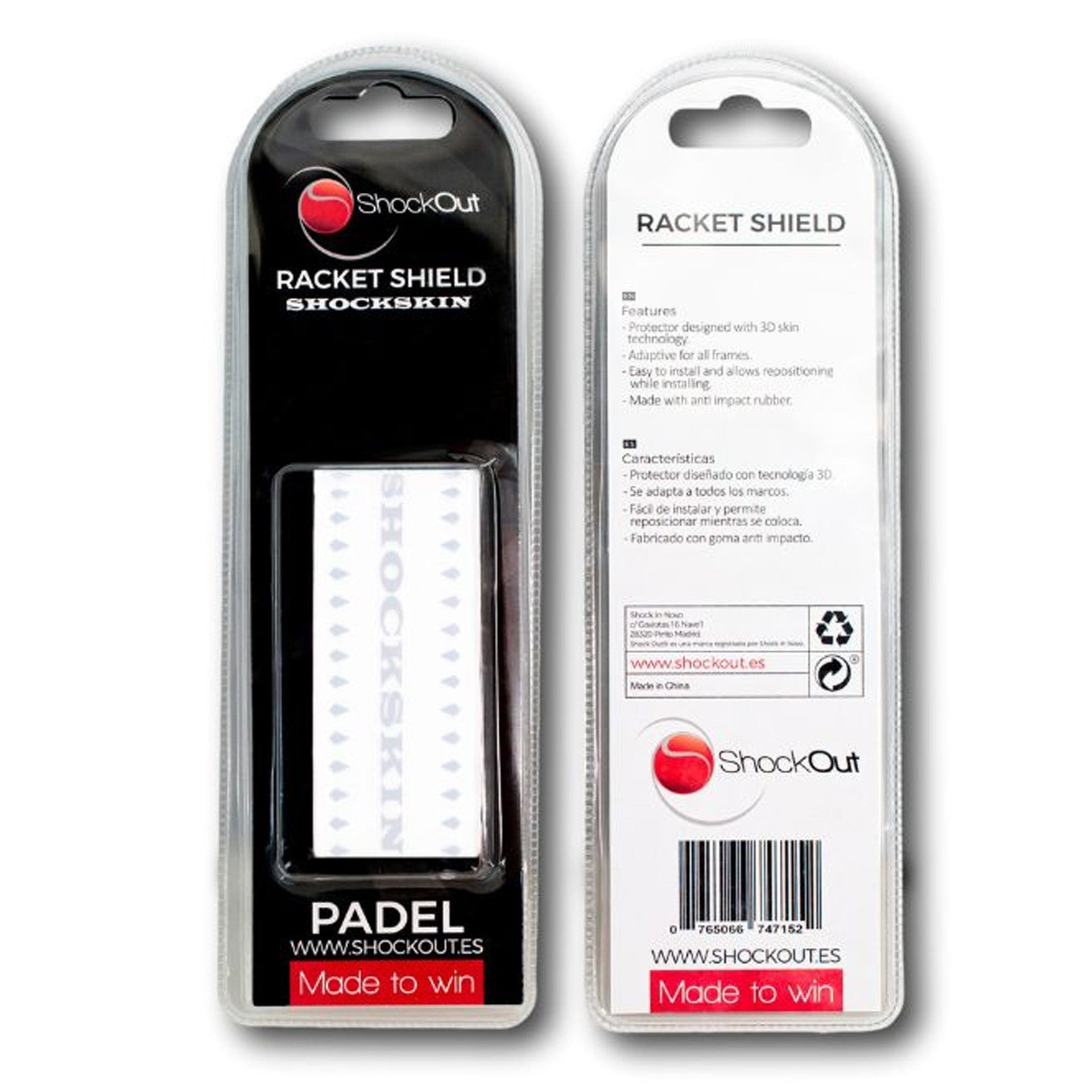 PROTECTEUR DE RAQUETTE DE PADEL SHOCKOUT SHOCKSKIN TRANSPARENT