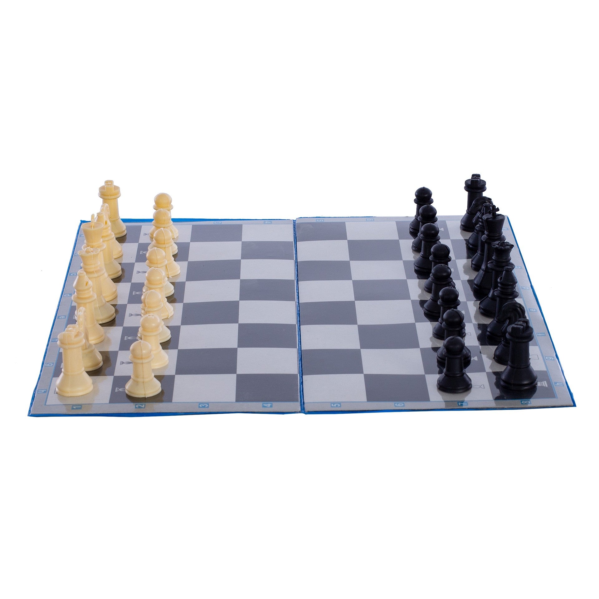 FOLDABLE CHESS BOARD 43 CM - INCLUDES SIMPLE PIECES-
