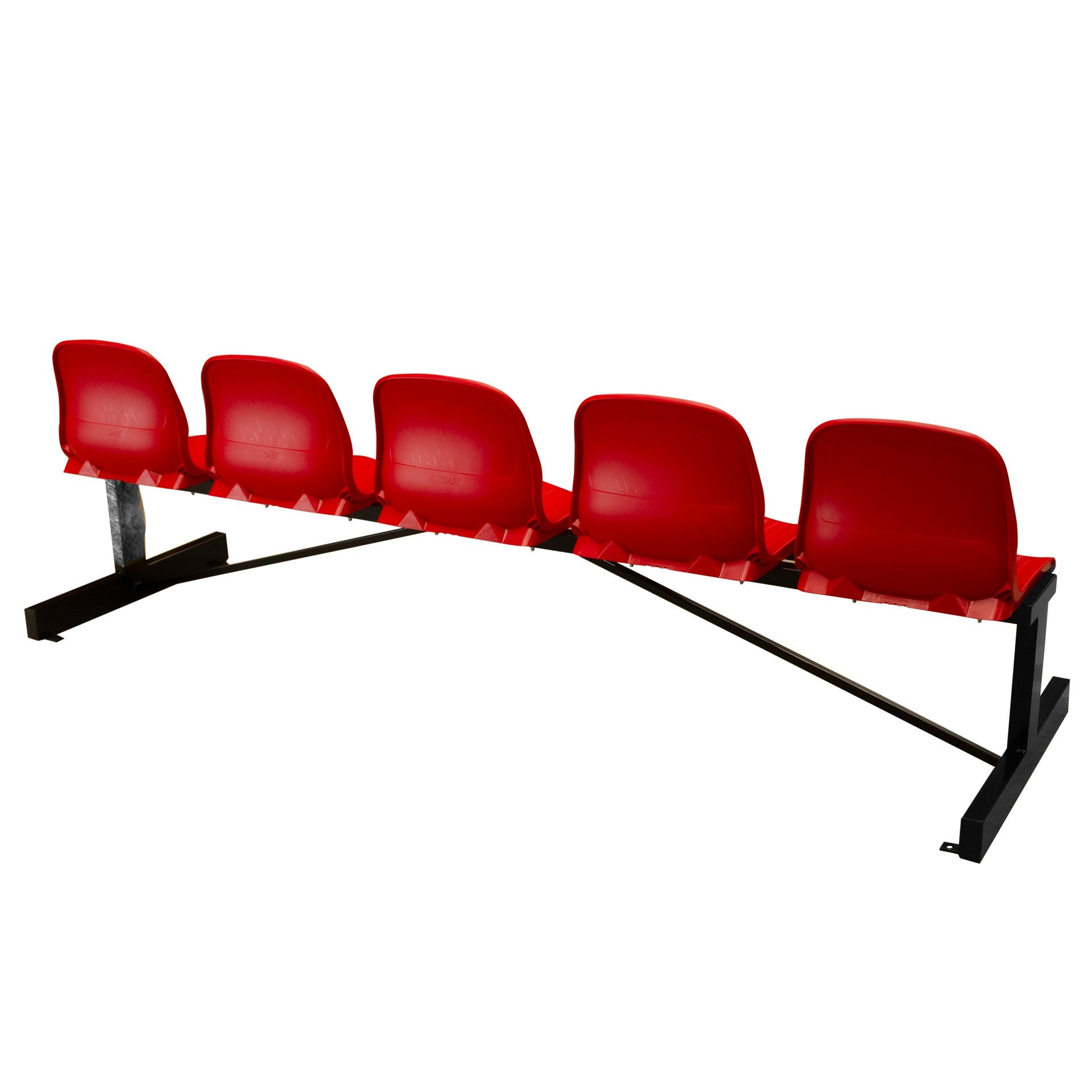 BANC MÉTALLIQUE NEW AVEC ASSISE ROUGE PVC -5 PLACES-DOSSIER HAUT