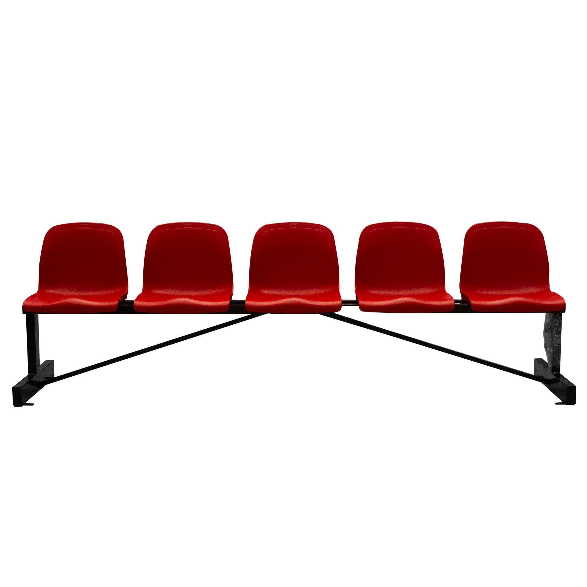 BANC MÉTALLIQUE NEW AVEC ASSISE ROUGE PVC -5 PLACES-DOSSIER HAUT