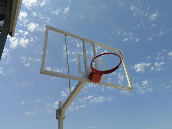 SET OF 2 DELUXE MONOTUBE FIXED BASKETBALL HOOPS WITH ANCHOR BASE -WITHOUT BACKBOARD OR RIM-