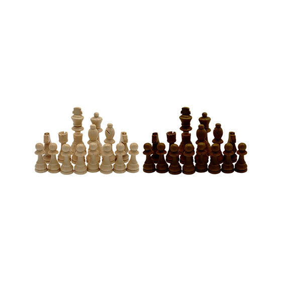 CHESS PIECES WOOD 9 CM (WHITE+BLACK)