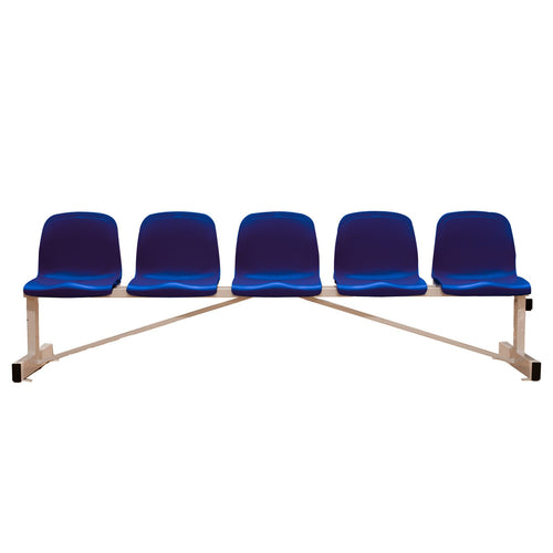 BANC MÉTALLIQUE NEW AVEC ASSISE BLEUE EN PVC -5 PLACES-DOSSIER HAUT