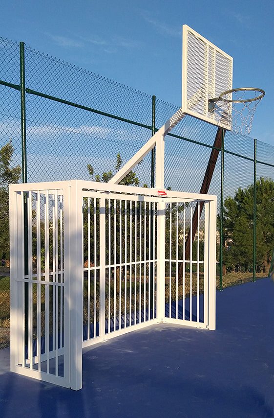 JEU CAGES FUTSAL/HANDBALL - PANIER BASKET ANTIVANDALISME BLANC