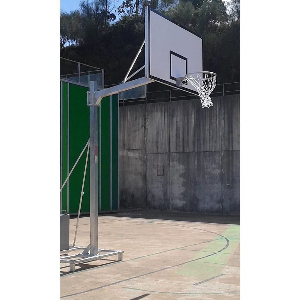 SET DELUXE GALVANIZED BASKETBALL HOOPS, SINGLE-POST, PORTABLE, 2 WHEELS WITH CART -WITHOUT BACKBOARDS, RINGS, AND NETS