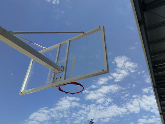 SET OF 2 DELUXE MONOTUBE FIXED BASKETBALL HOOPS WITH ANCHOR BASE -WITHOUT BACKBOARD OR RIM-