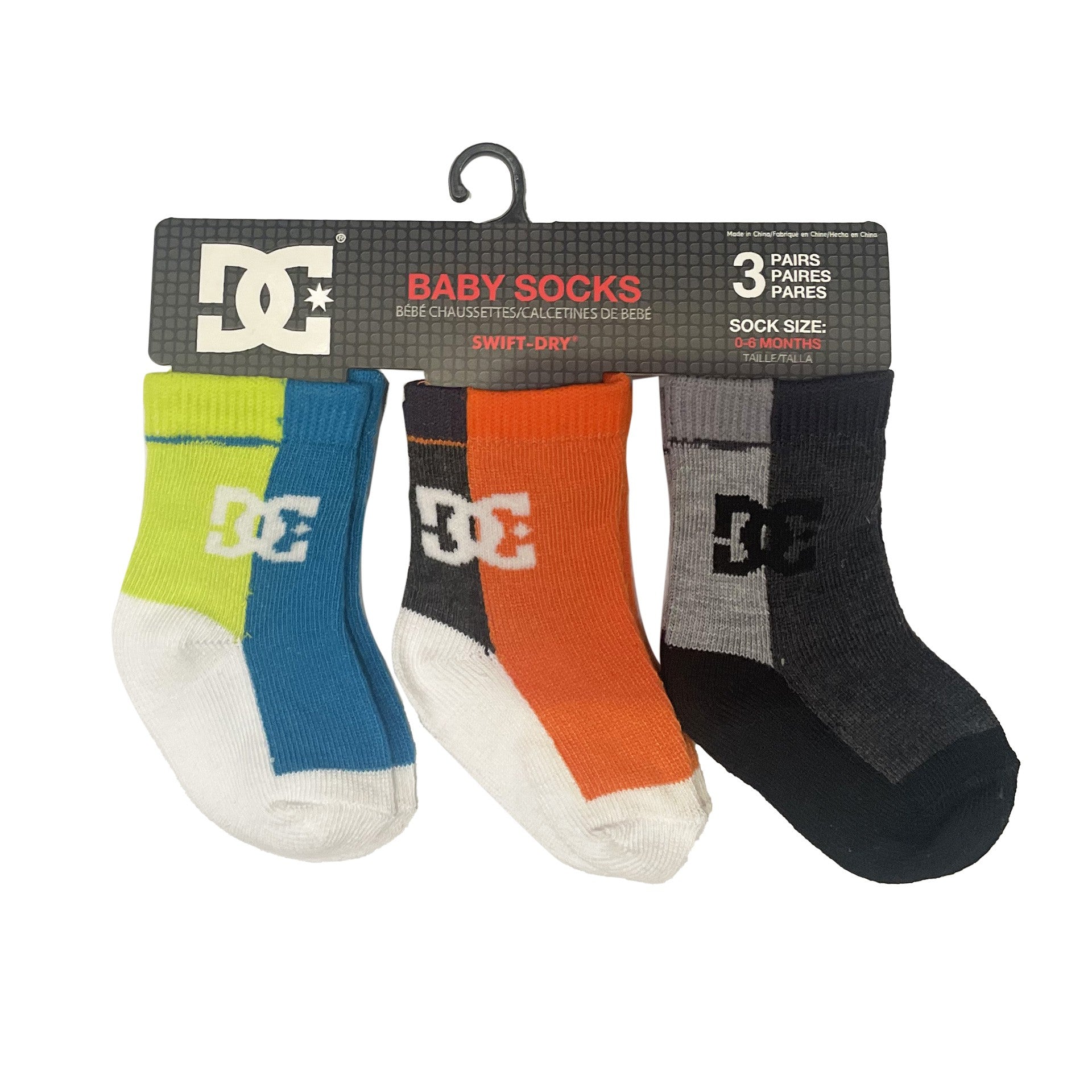 LOT DE 3 PAIRES DE CHAUSSETTES BÉBÉ DC STRIPE CREW 2635T