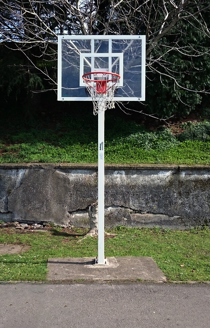SET OF 2 DELUXE MONOTUBE MINI-BASKETBALL HOOPS TUBE 100 FIXED WITH BASE FOR ANCHORING -WITHOUT BACKBOARD OR RIM-