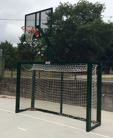 SET OF 2 INDOOR SOCCER/HANDBALL GOALS - GREEN BASKETBALL HOOP