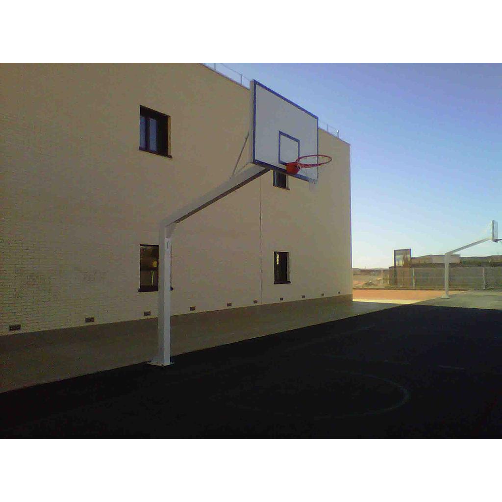 MONOTUBE BASKETBALL HOOPS NEW TUBE 140x140 MM FIXED WITH ANCHOR BASE OVERHANG 2.25 MTS