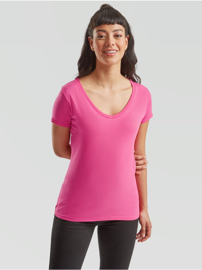 CAMISETA FRUIT OF THE LOOM LADIES ICONIC 150 V-NECK T