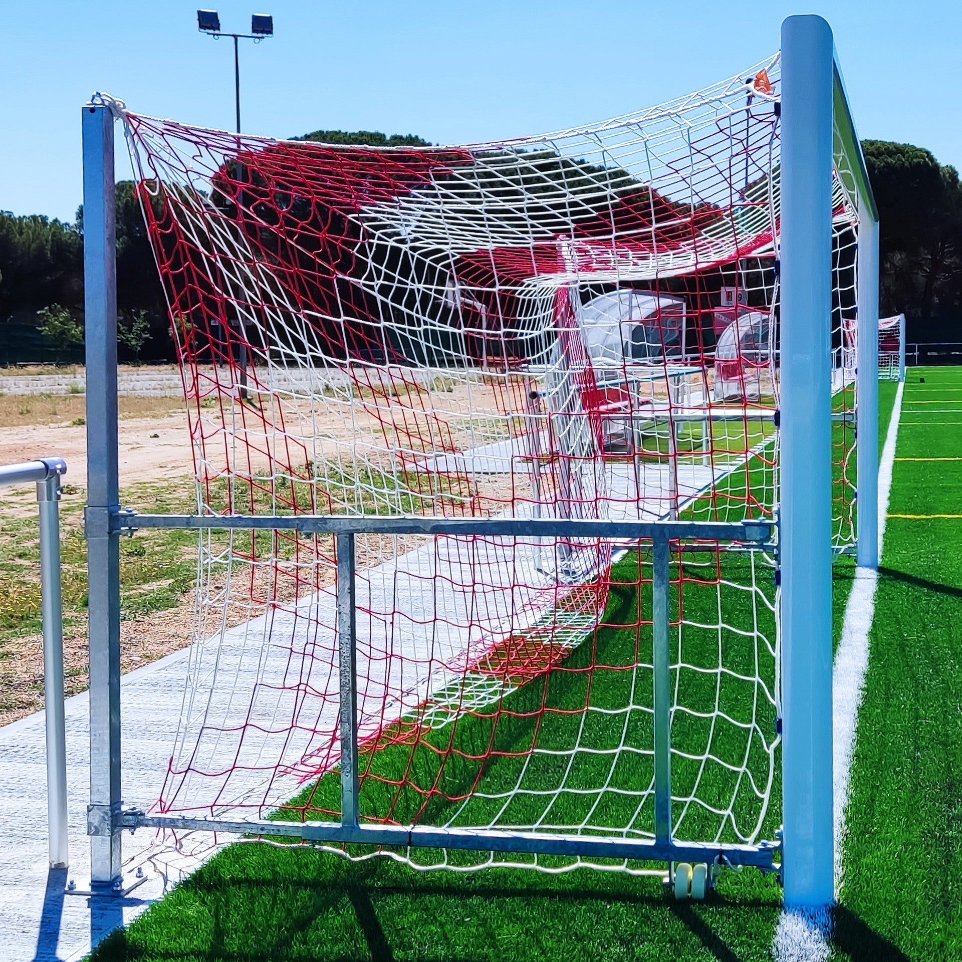 FOOTBALL 7 ALUMINIUM GOAL POSTS 90MM FOLDABLE HOT-DIPPED GALVANIZED