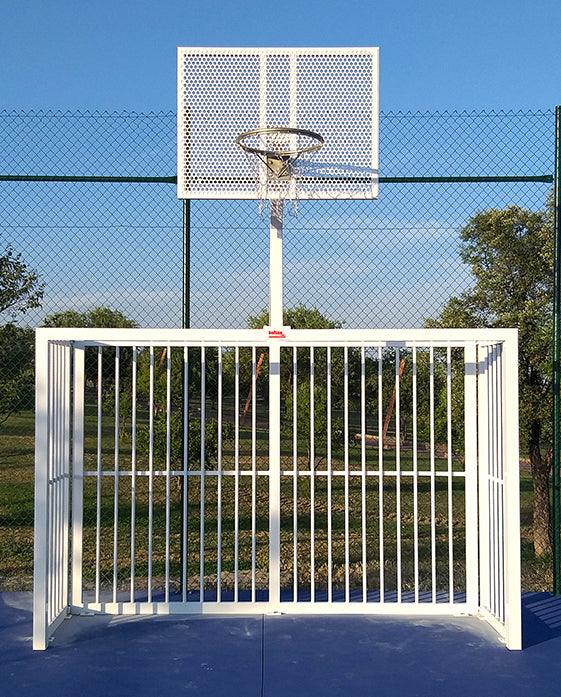 JEU CAGES FUTSAL/HANDBALL - PANIER BASKET ANTIVANDALISME BLANC