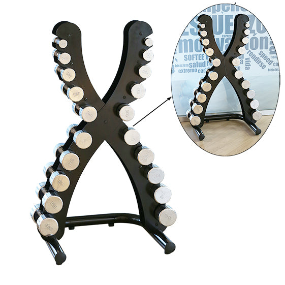 SOFTEE 1-10 KG DUMBBELL RACK WITH CHROME DUMBBELLS